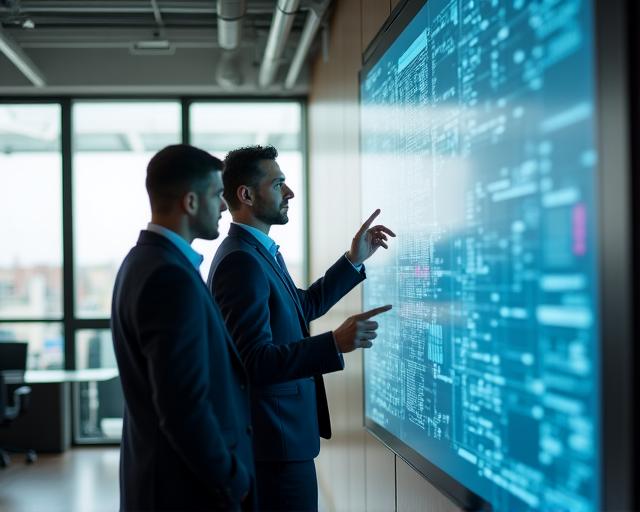 Professional consultation between data experts and executive client