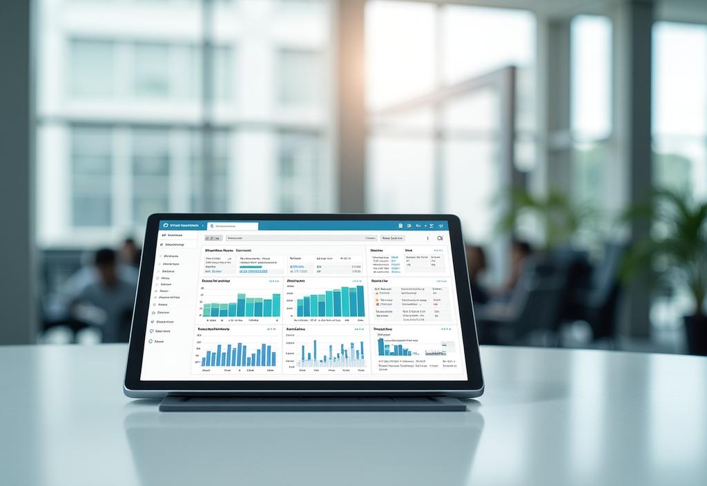 Executive dashboard with high-tech predictive analytics charts